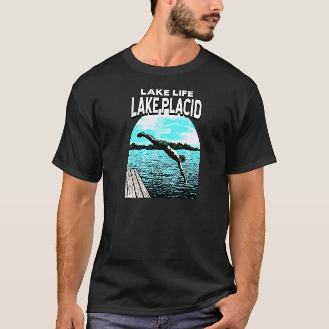 Sjö Life Sjö Placid Swimming New York Swimmer Sw T Shirt (Framsida)