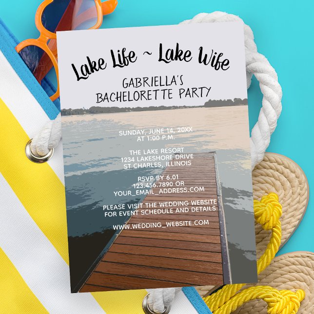 Sjö Life - Sjö Wife Boat Dock Bachelorette Party Inbjudningar (Skapare uppladdad)