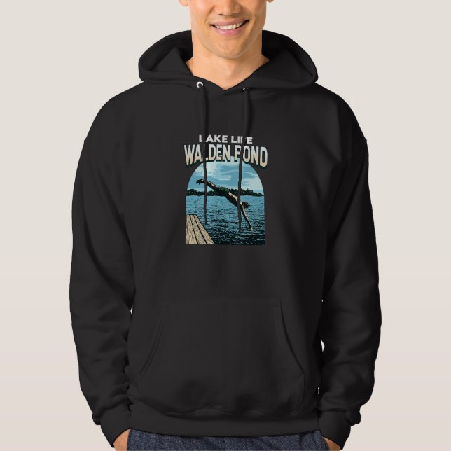 Sjö Life Walden Pond Swimming Massachusetts Swimm Hoodie (Framsida)