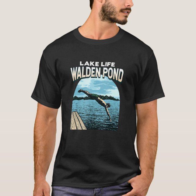 Sjö Life Walden Pond Swimming Massachusetts Swimm T Shirt (Framsida)