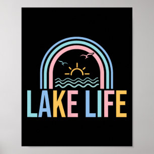 Sjö Liv Fiskare Retro Groovy Fiske Sjö Kärlek Poster