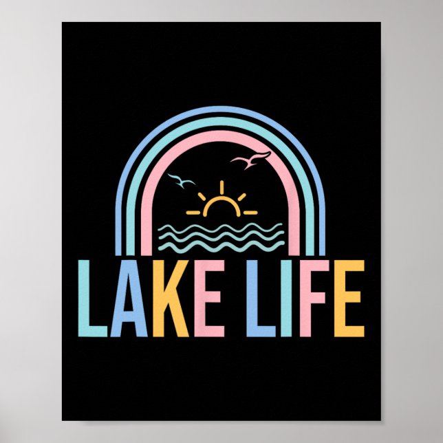 Sjö Liv Fiskare Retro Groovy Fiske Sjö Kärlek Poster (Framsidan)