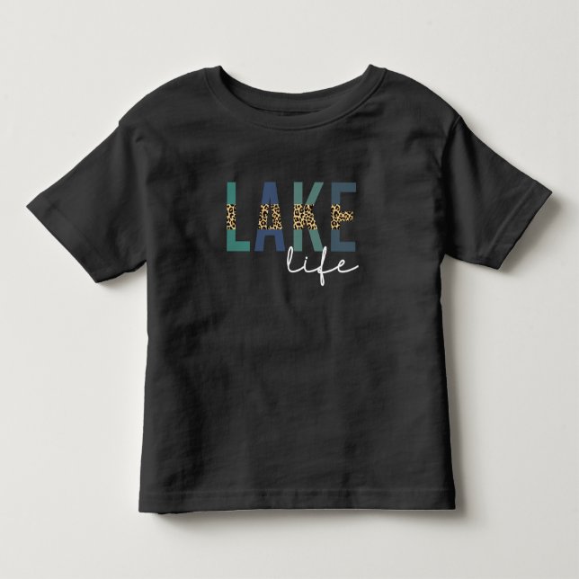 Sjö Liv Gepardtryck Typografi T Shirt (Framsida)