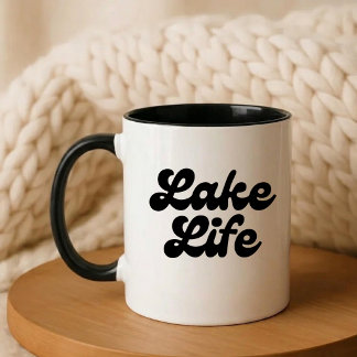 Sjö Liv Minimalistisk Typografi Modern Mugg