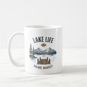 Sjö Liv Retro Grunge Familjeutflykt Match Kaffemugg