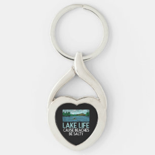 Sjö Liv Salta Stränder Twisted Heart Silverfärgad Nyckelring