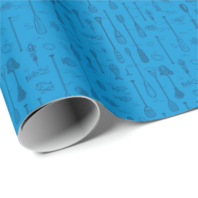 Sjö Livs Presentpapper - Blått på Blått (Rullad Hörn)