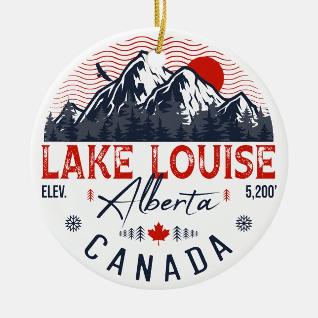 Sjö Louise Alberta Canada Travel Ski Souvenirs Julgransprydnad Keramik (Framsidan)