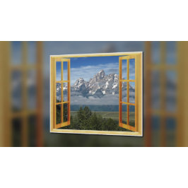 Sjö Louise Mountain Faux Fake Window View Poster