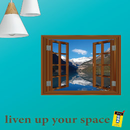 Sjö Louise Mountain Faux Fake Window View Poster