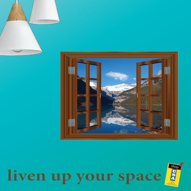 Sjö Louise Mountain Faux Fake Window View Poster (Skapare uppladdad)