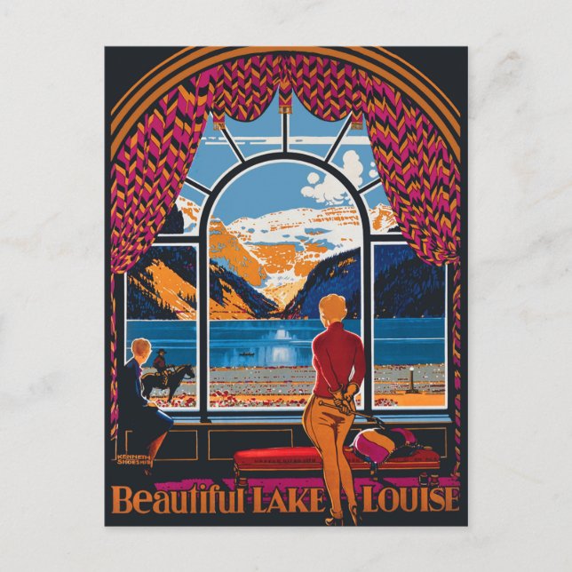 Sjö Louise, vy från fönstret, Kanada Vykort (Framsida)