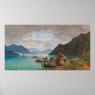 Sjö Lugano[1859] från François Roffiaen (1820-1898 Poster