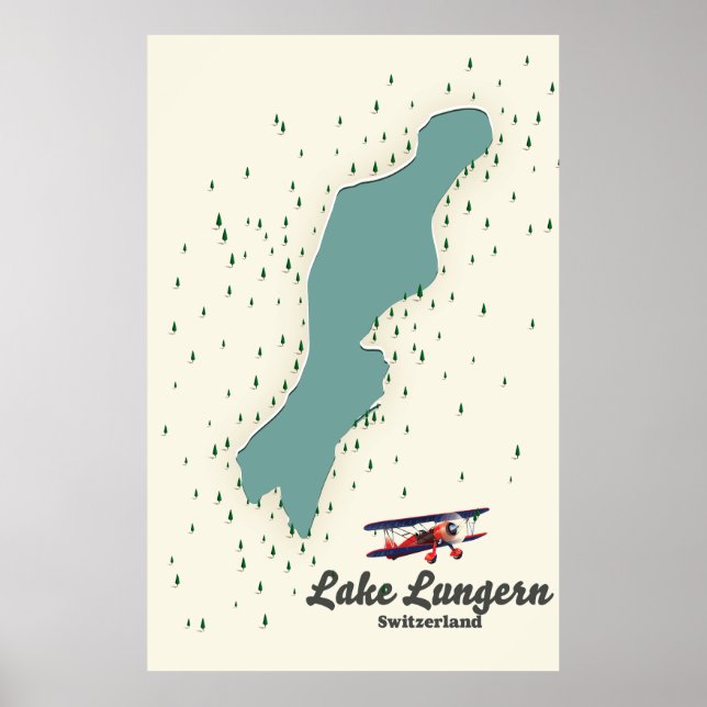 Sjö Lungern Schweiz karta Poster (Framsidan)