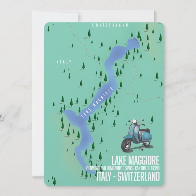 Sjö Maggiore-Italien - Schweiz karta (Framsida)