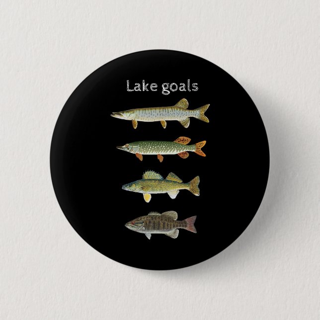 Sjö mål Fiske Musky Gädda Gös Small Mouth  Knapp (Framsida)