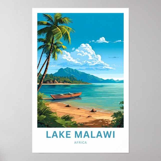Sjö Malawi Afrika Europe Travel Print Poster (Framsidan)
