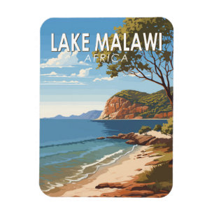 Sjö Malawi Afrika Travel Art Vintage Magnet