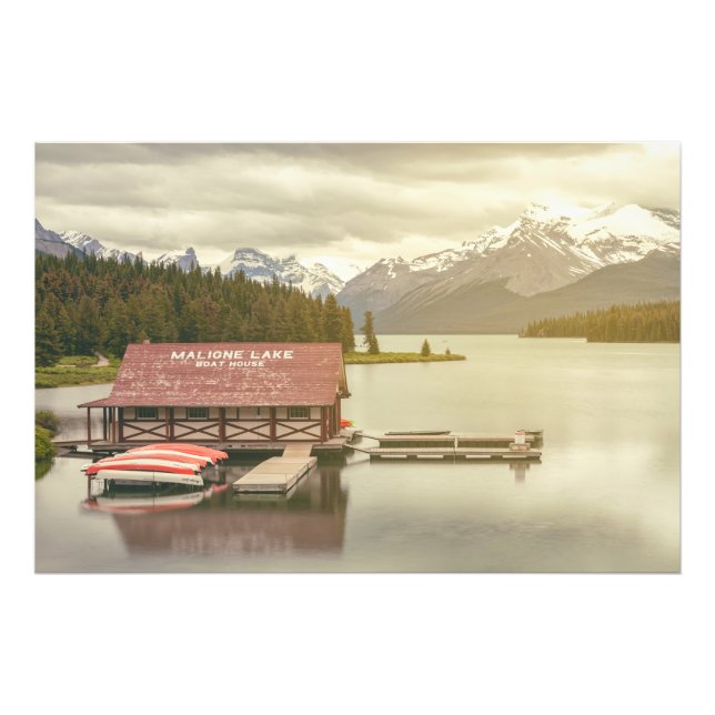 Sjö Maligne Boathouse Fototryck (Framsidan)
