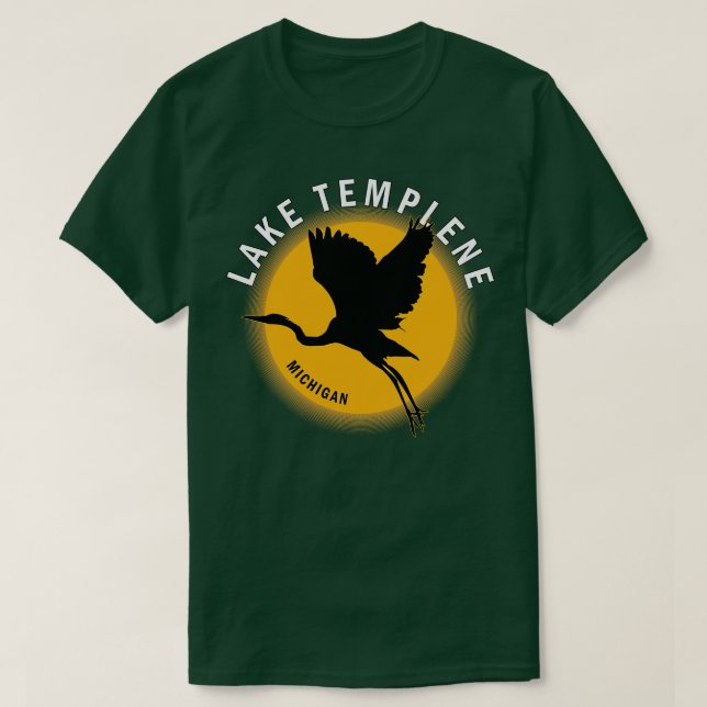 Sjö-mallen i Michigan Heron Sunrise T Shirt (Design framsida)