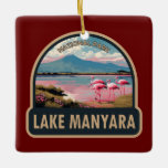Sjö Manyarnationalparken Tanzania Travel Vintage Julgransprydnad Keramik<br><div class="desc">Sjö Manyara-vektorteckningsdesign. Nationalparken sjö Manyara har en ytlig alkalisk sjö som drar till sig över en miljon flamingor som en tasmanisk natur attraktion.</div>