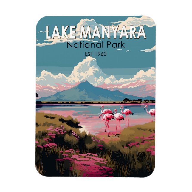 Sjö Manyarnationalparken Tanzania Travel Vintage Magnet (Vertikal)