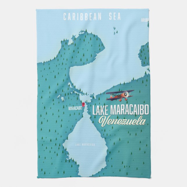 Sjö Maracaibo, Venezuela kartnavigering. Kökshandduk (Vertikal)