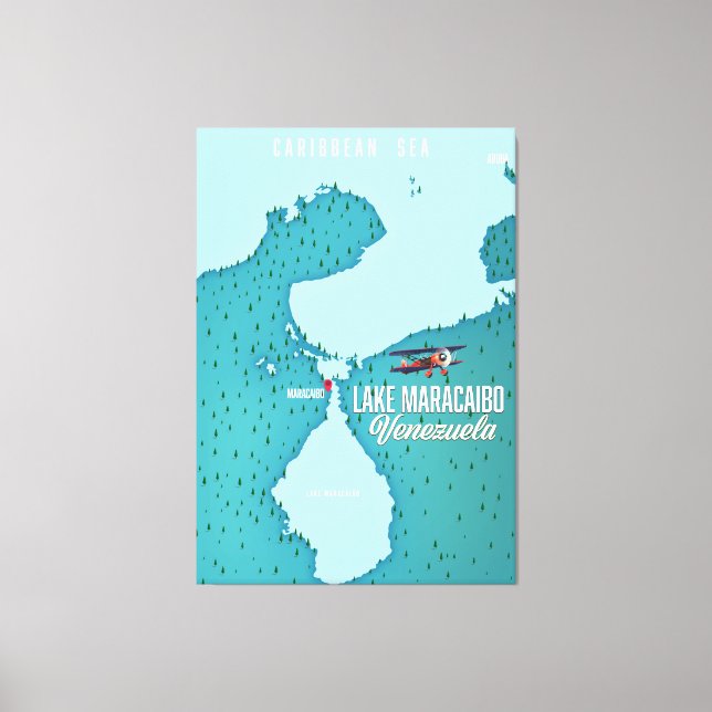 Sjö Maracaibo, Venezuelas sjöfart karta. Canvastryck (Framsida)