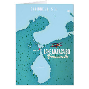 Sjö Maracaibo, Venezuelas sjöfart karta. Hälsningskort