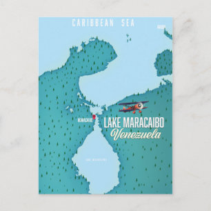 Sjö Maracaibo, Venezuelas sjöfart karta. Vykort