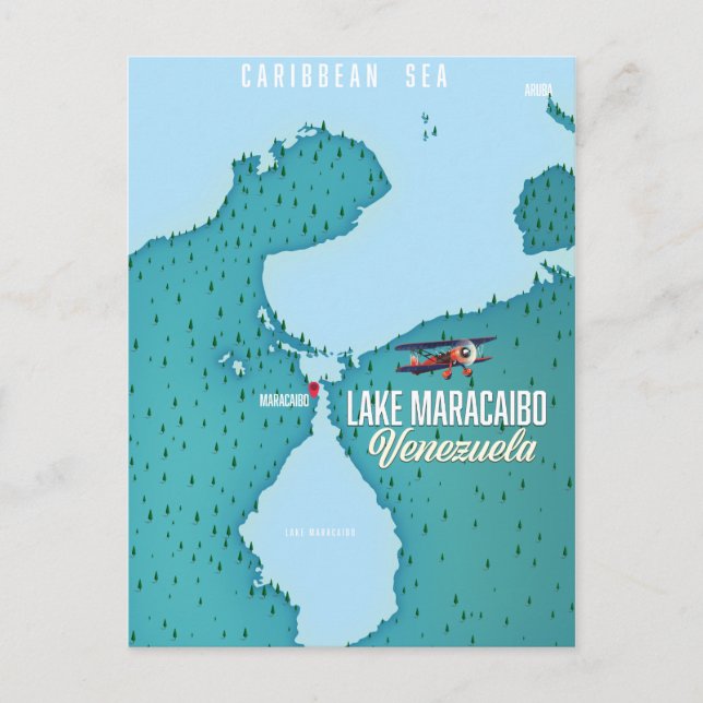 Sjö Maracaibo, Venezuelas sjöfart karta. Vykort (Framsida)
