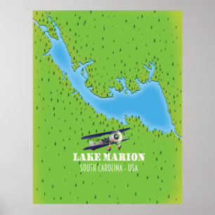 Sjö marion South carolina karta Poster