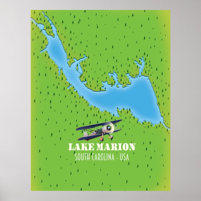 Sjö marion South carolina karta Poster (Framsidan)
