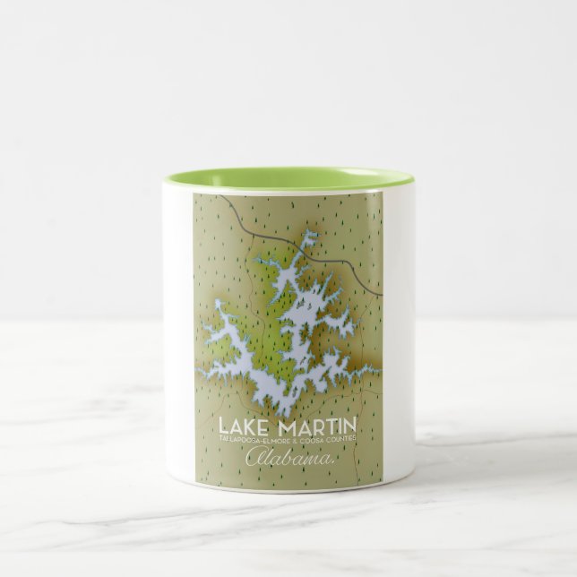Sjö Martin Alabama Travel-affisch karta. Två-Tonad Mugg (Center)