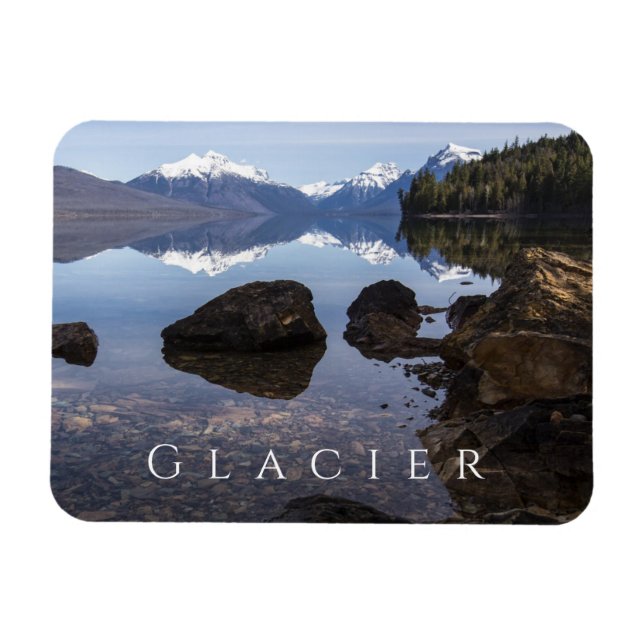 Sjö McDonald, Rocky Shore, Bergen, Glacier NP Magnet (Horisontell)