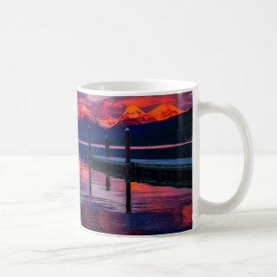 Sjö McDonald, röd himmel för glaciärnationalpa Kaffemugg