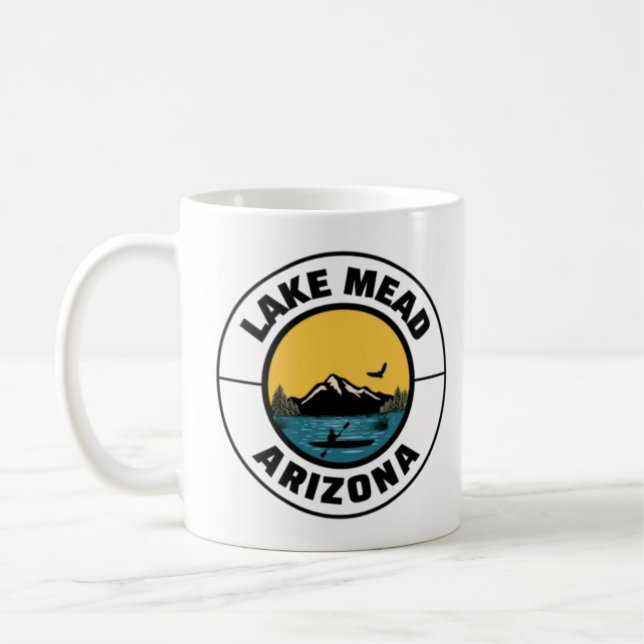 Sjö Mead Arizona Mountain Fishing Kayaking Kaffemugg (Vänster)