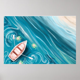 Sjö Med Whales & Lilly Dynors Oljemålning Poster