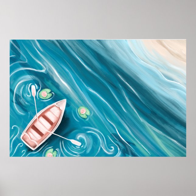 Sjö Med Whales & Lilly Dynors Oljemålning Poster (Framsidan)