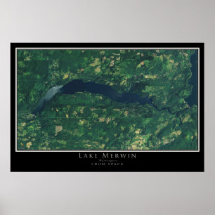 Sjö Merwin Washington Satellite Poster Karta