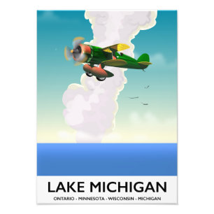 Sjö Michigan-affisch för flygresor Fototryck