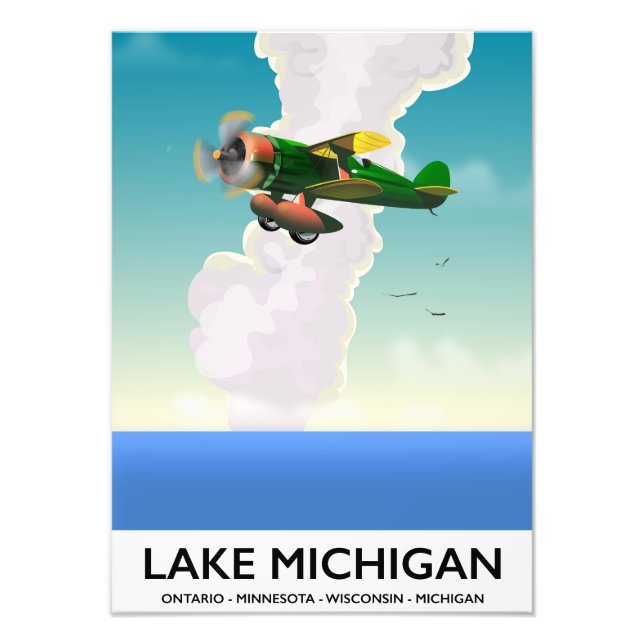 Sjö Michigan-affisch för flygresor Fototryck (Framsidan)
