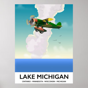 Sjö Michigan-affisch för flygresor Poster