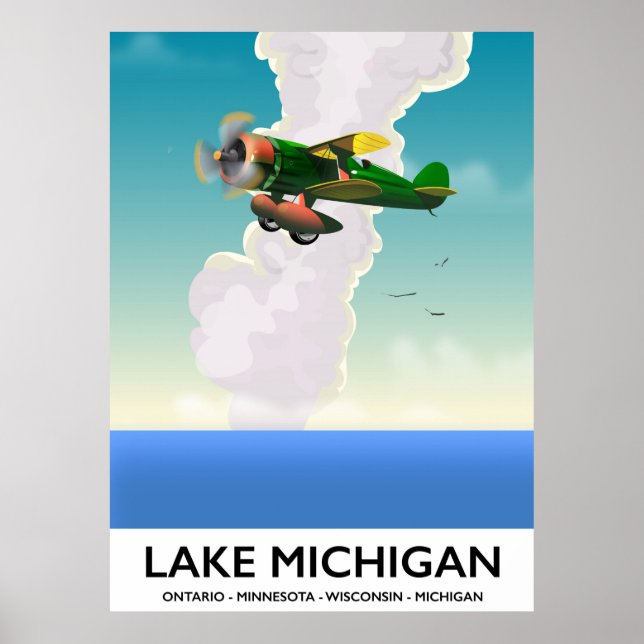 Sjö Michigan-affisch för flygresor Poster (Framsidan)