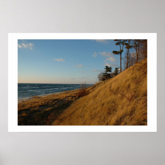 Sjö Michigan Beach i Sent Fall Poster
