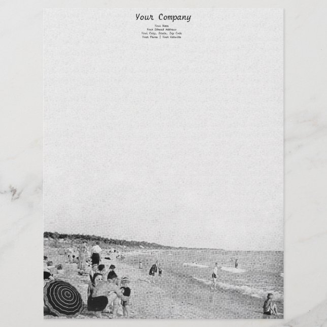 sjö Michigan Beach Scene 1940 Brevhuvud (Framsida)