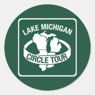 Sjö Michigan Circle Tour, Sign, Wisconsin, USA Runt Klistermärke