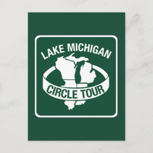 Sjö Michigan Circle Tour, Sign, Wisconsin, USA Vykort