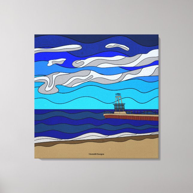 Sjö Michigan - Kanvastryck (30" x 30") (Framsida)