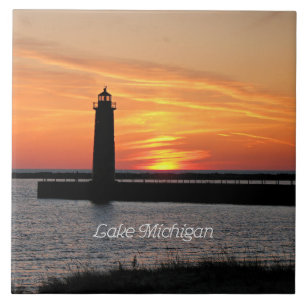 Sjö Michigan Lighthouse Kakelplatta